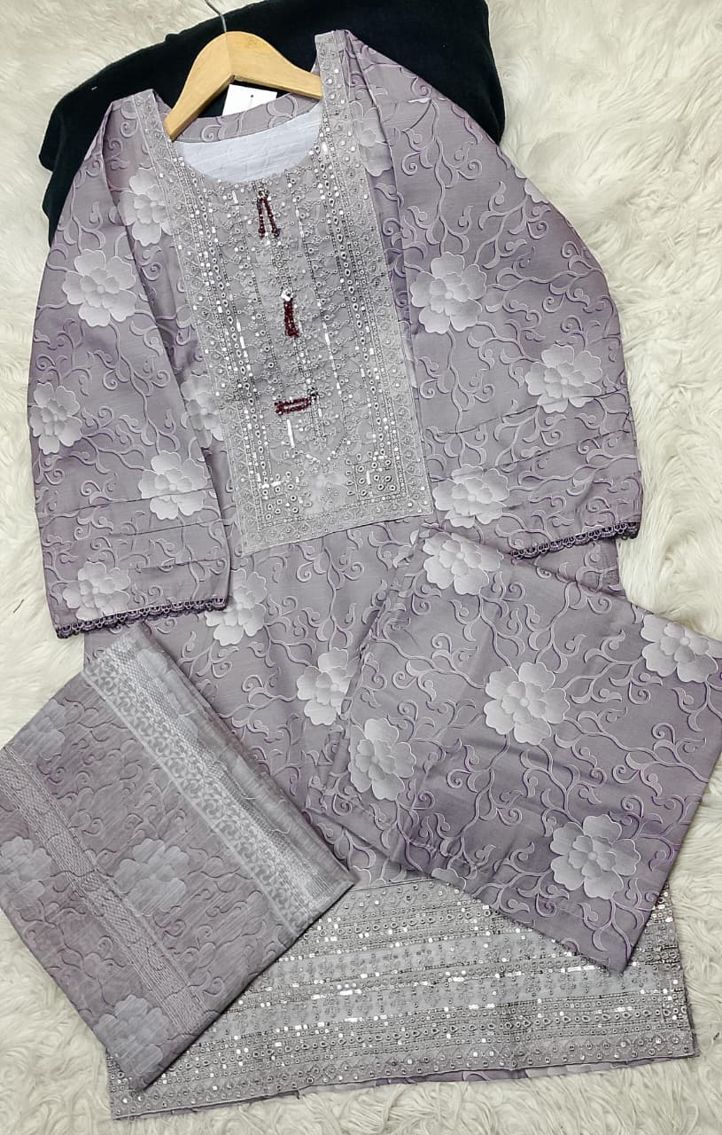 3 PIECE - EMBROIDERED LAWN SUIT