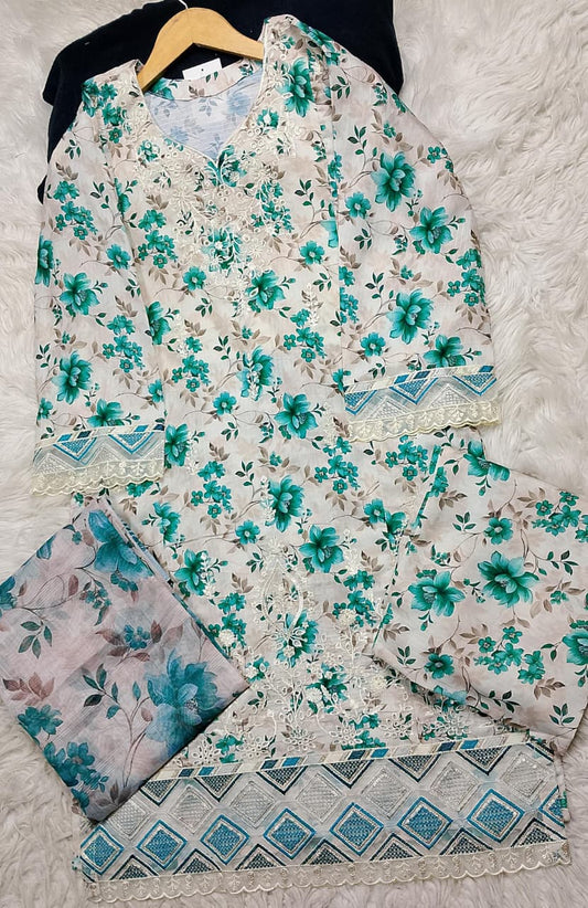3 PIECE - EMBROIDERED LAWN SUIT