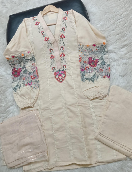3 PIECE - EMBROIDERED DORIA COTTON SUIT