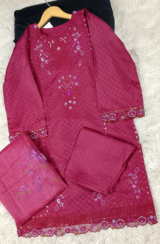 3 PIECE - EMBROIDERED DORIA COTTON SUIT