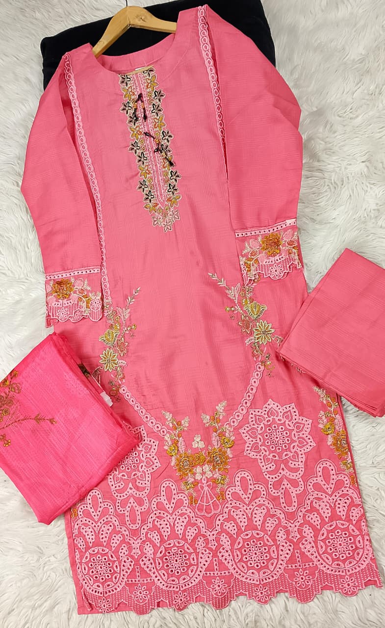 3 PIECE - EMBROIDERED DORIA COTTON SUIT