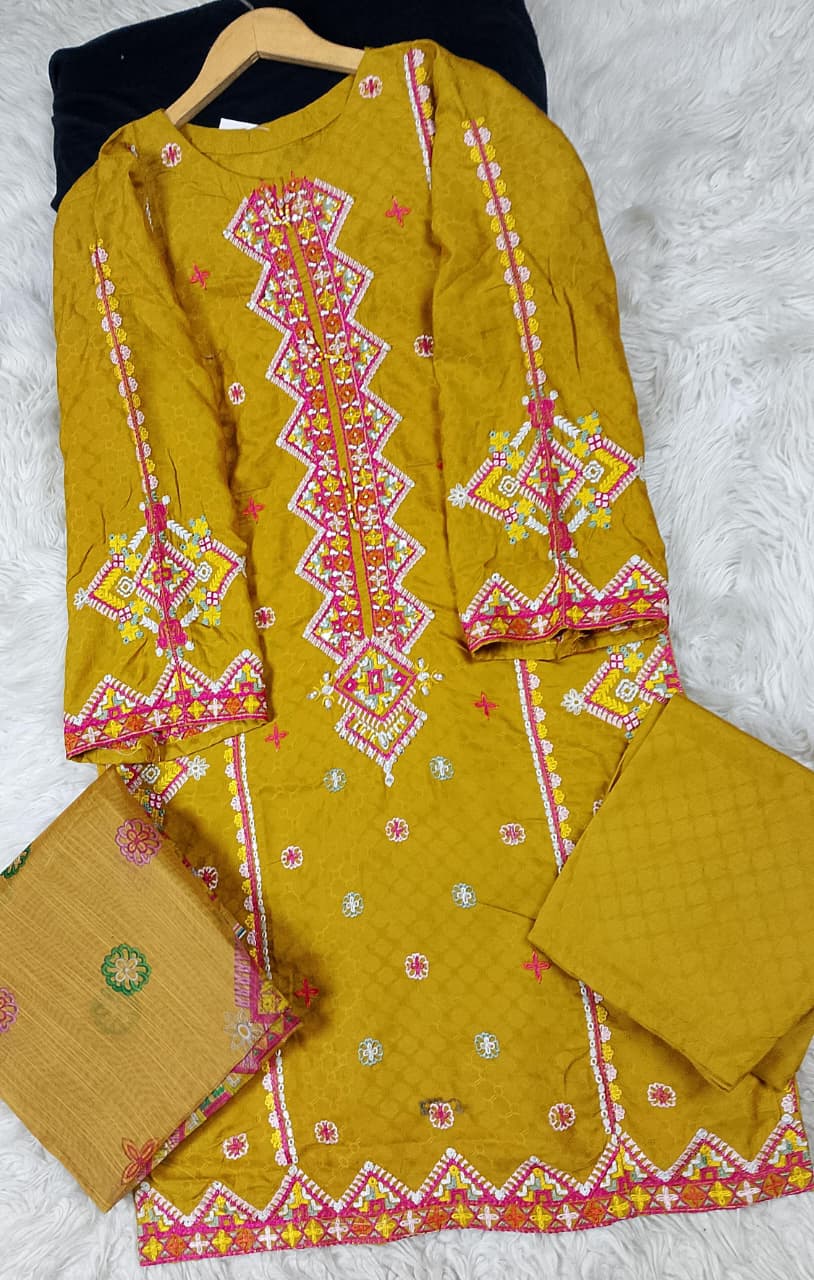 3 PIECE - EMBROIDERED DORIA COTTON SUIT