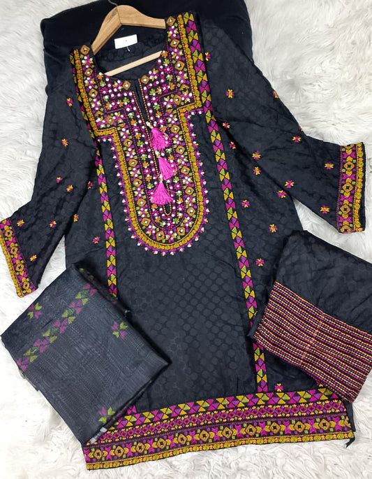 3 PIECE - EMBROIDERED DORIA COTTON SUIT