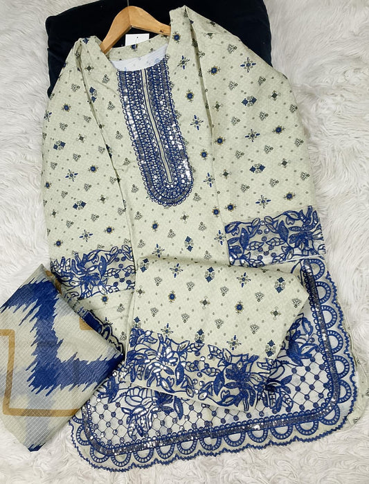 3 PIECE - EMBROIDERED DORIA COTTON SUIT