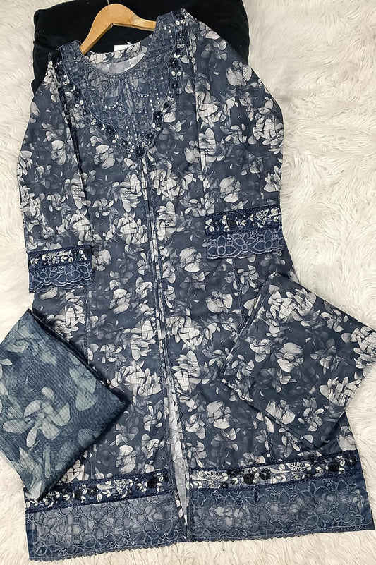 3 PIECE - EMBROIDERED DORIA COTTON SUIT