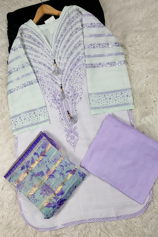 3 PIECE - EMBROIDERED DORIA COTTON SUIT