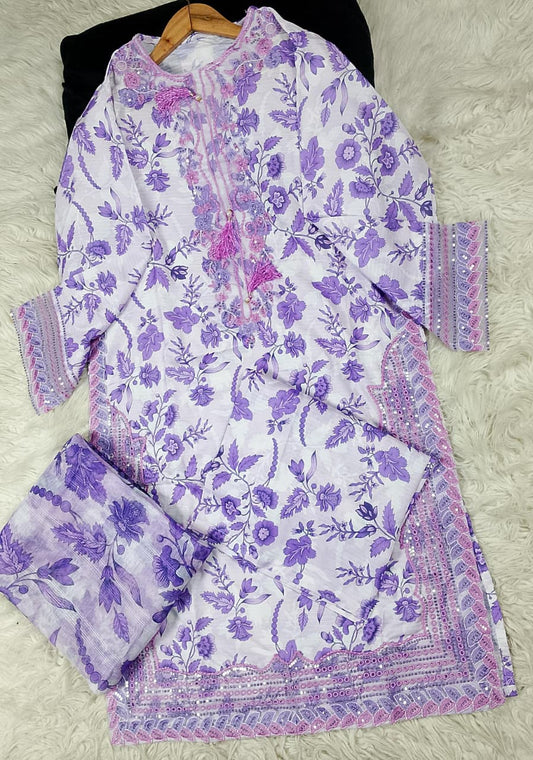 3 PIECE - EMBROIDERED DORIA COTTON SUIT