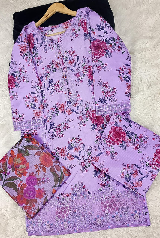 3 PIECE - EMBROIDERED DORIA COTTON SUIT