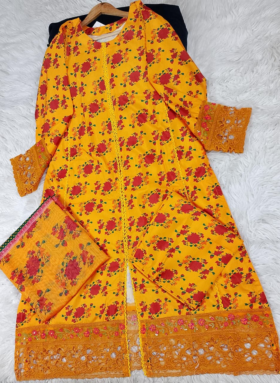 3 PIECE - EMBROIDERED DORIA COTTON SUIT