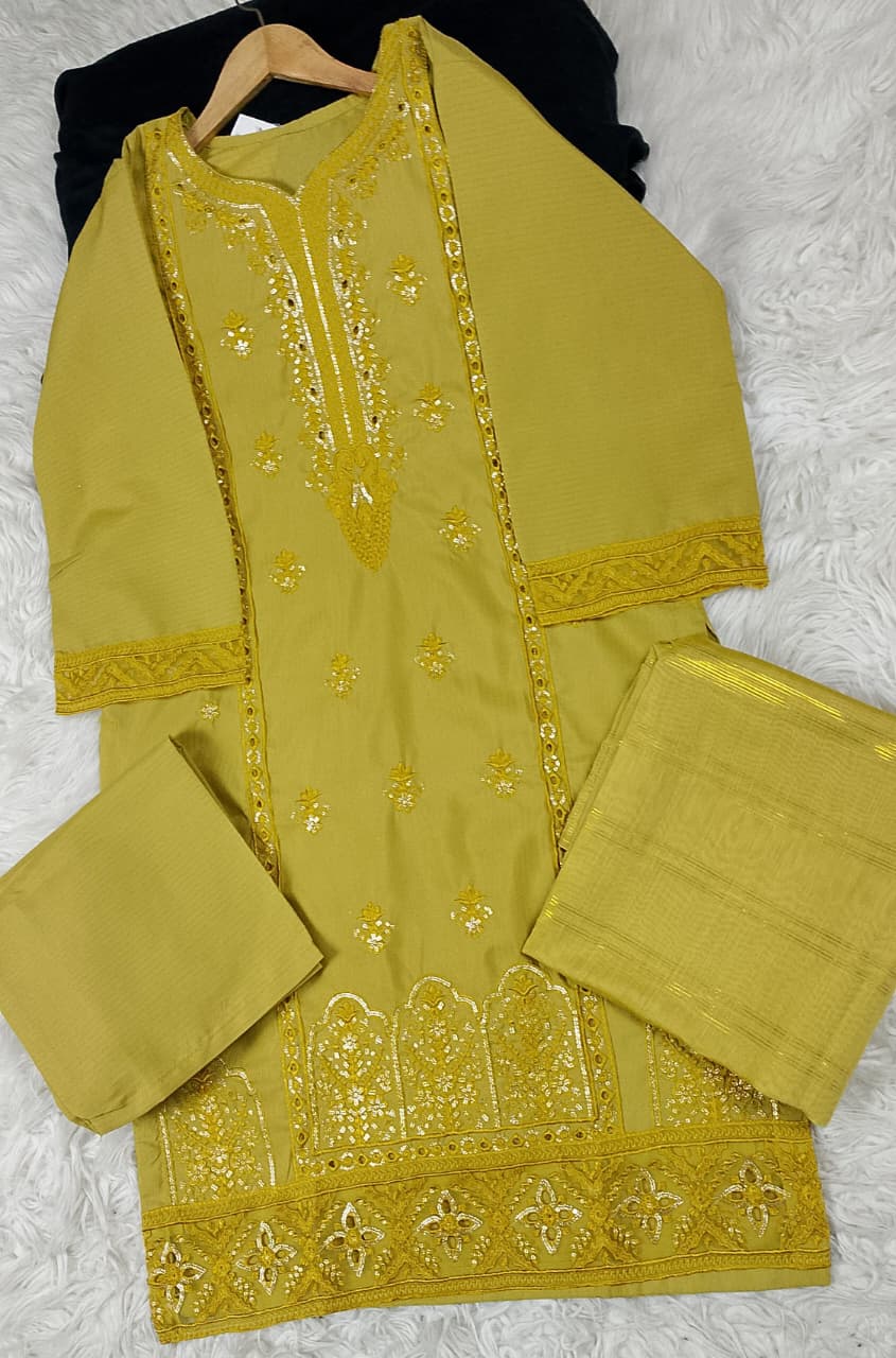 3 PIECE - EMBROIDERED DORIA COTTON SUIT