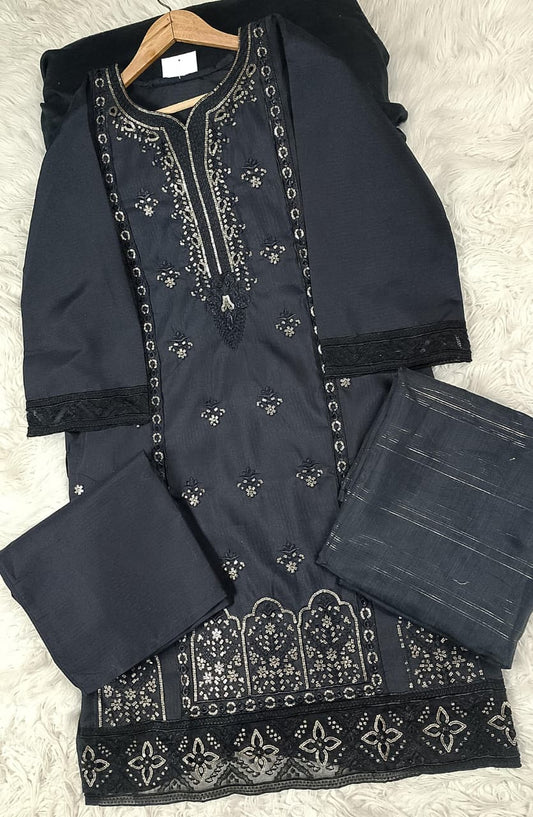 3 PIECE - EMBROIDERED DORIA COTTON SUIT