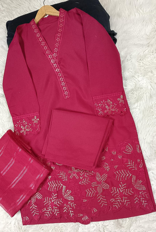 3 PIECE - EMBROIDERED DORIA COTTON SUIT