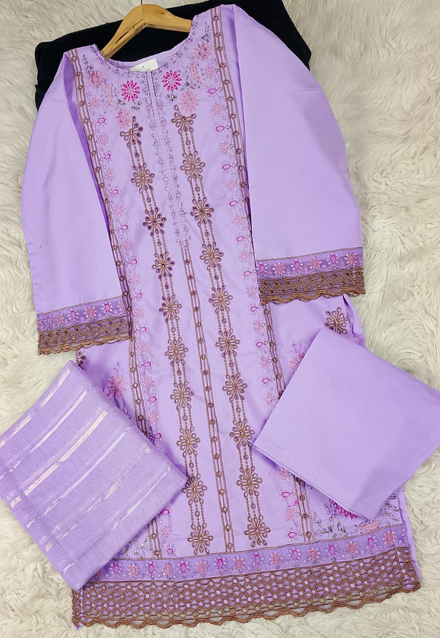 3 PIECE - EMBROIDERED DORIA COTTON SUIT