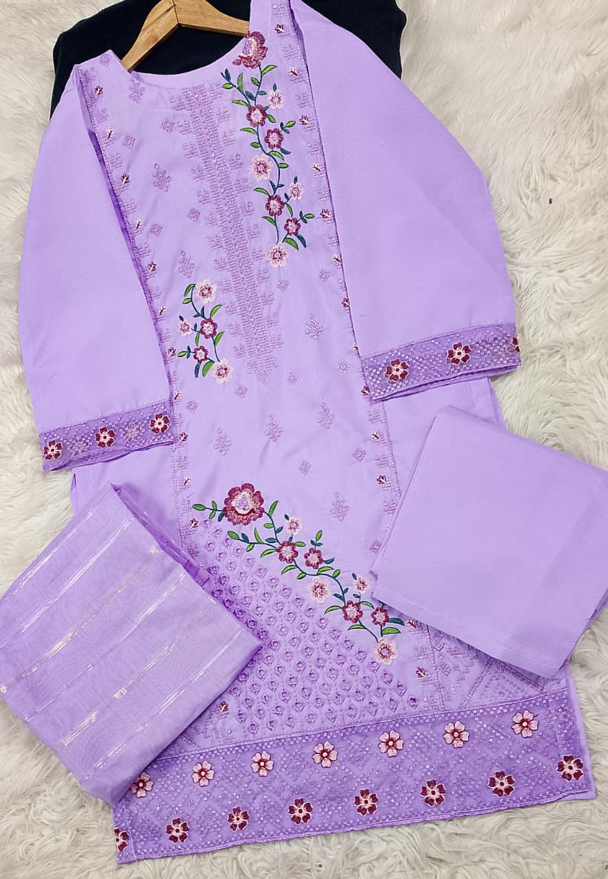 3 PIECE - EMBROIDERED DORIA COTTON SUIT
