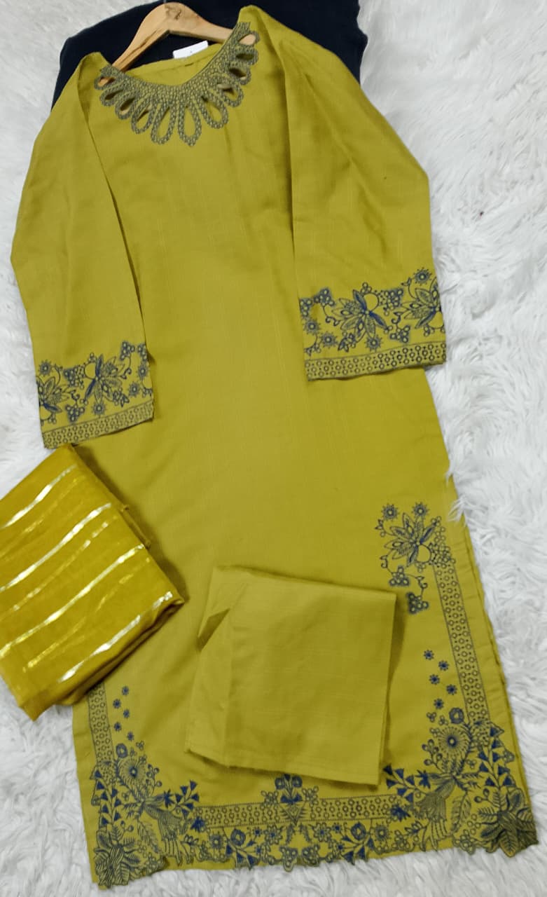 3 PIECE - EMBROIDERED DORIA COTTON SUIT
