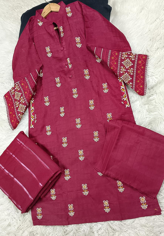 3 PIECE - EMBROIDERED DORIA COTTON SUIT