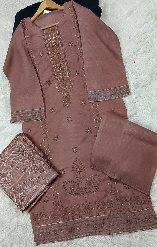 3 PIECE - EMBROIDERED DORIA COTTON SUIT