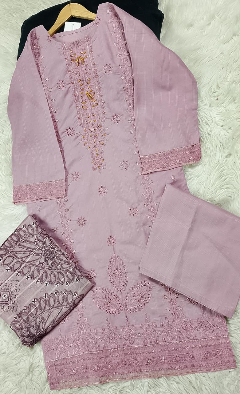 3 PIECE - EMBROIDERED DORIA COTTON SUIT