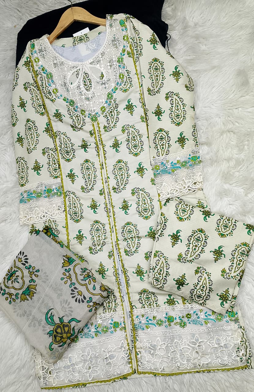 3 PIECE - EMBROIDERED LAWN SUIT