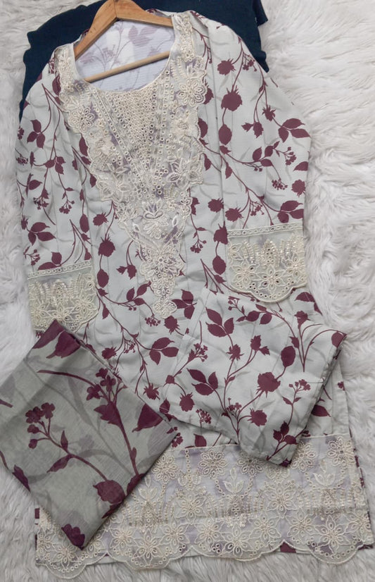 3 PIECE - EMBROIDERED LAWN SUIT