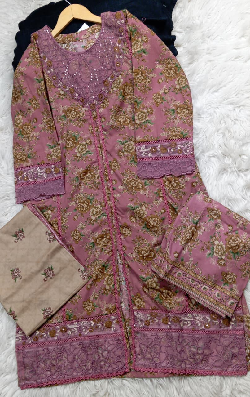 3 PIECE - EMBROIDERED LAWN SUIT