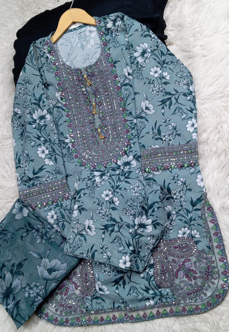 3 PIECE - EMBROIDERED LAWN SUIT