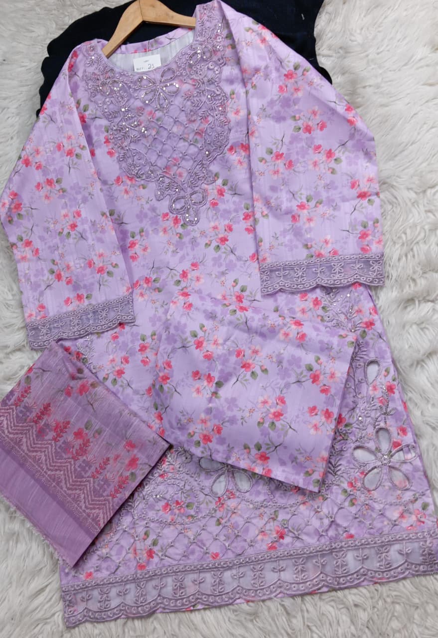 3 PIECE - EMBROIDERED LAWN SUIT