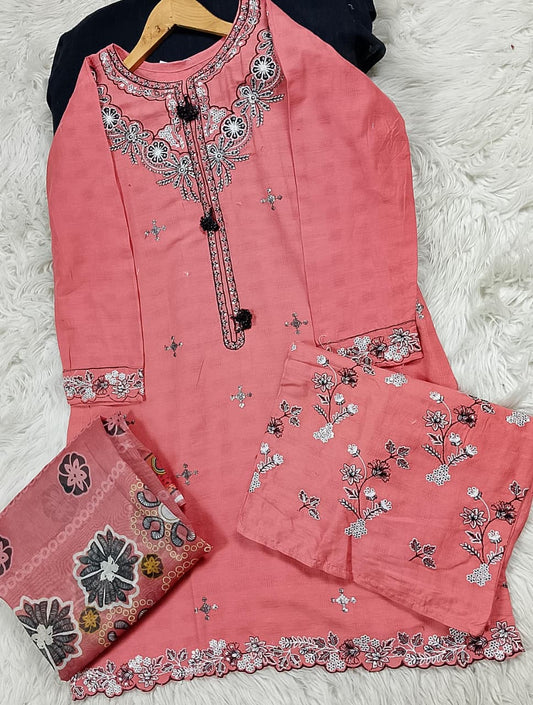 3 PIECE - EMBROIDERED LAWN SUIT