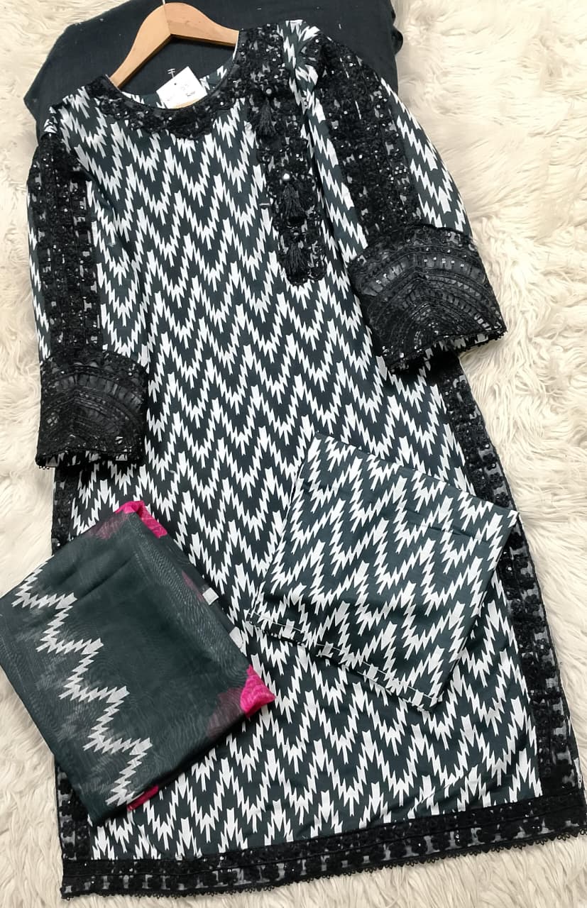 3 PIECE - EMBROIDERED LAWN SUIT