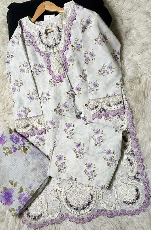 3 PIECE - EMBROIDERED LAWN SUIT