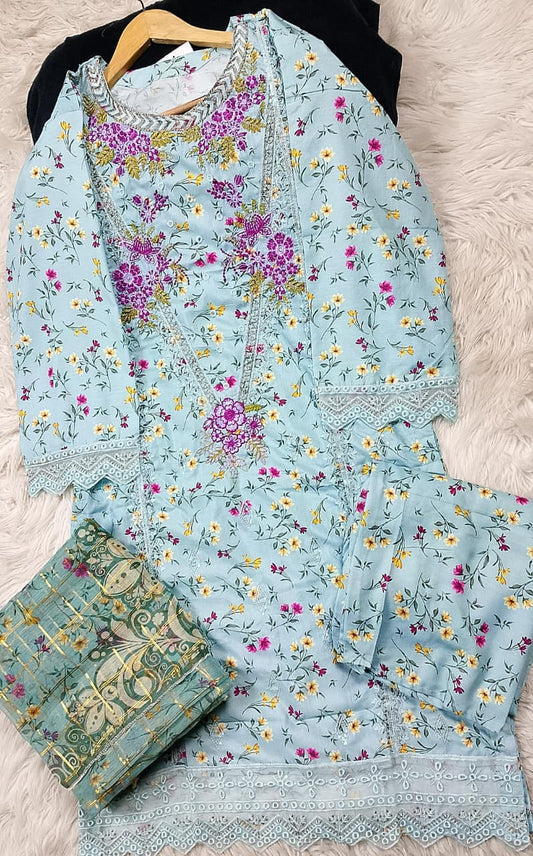 3 PIECE - EMBROIDERED LAWN SUIT