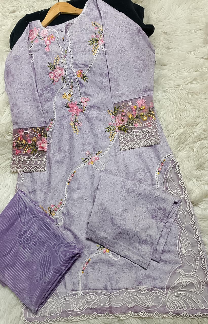 3 PIECE - EMBROIDERED LAWN SUIT