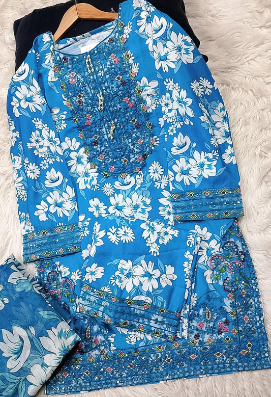 3 PIECE - EMBROIDERED LAWN SUIT