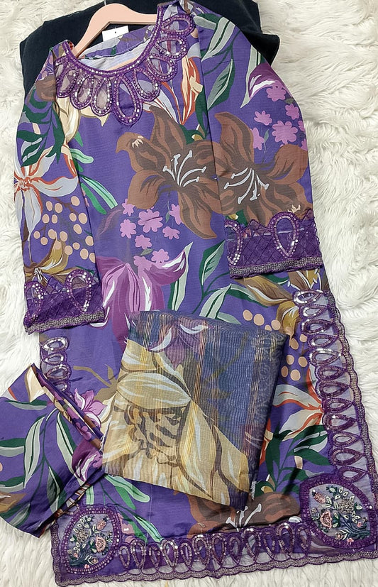 3 PIECE - EMBROIDERED LAWN SUIT