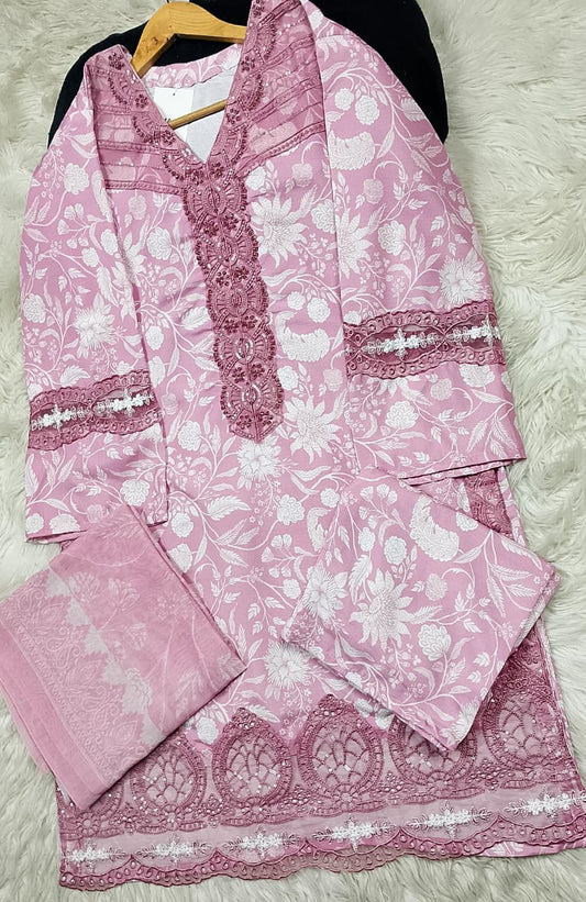 3 PIECE - EMBROIDERED LAWN SUIT