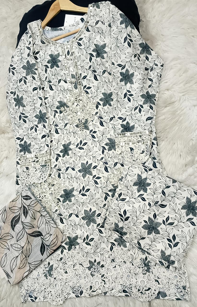 3 PIECE - EMBROIDERED LAWN SUIT