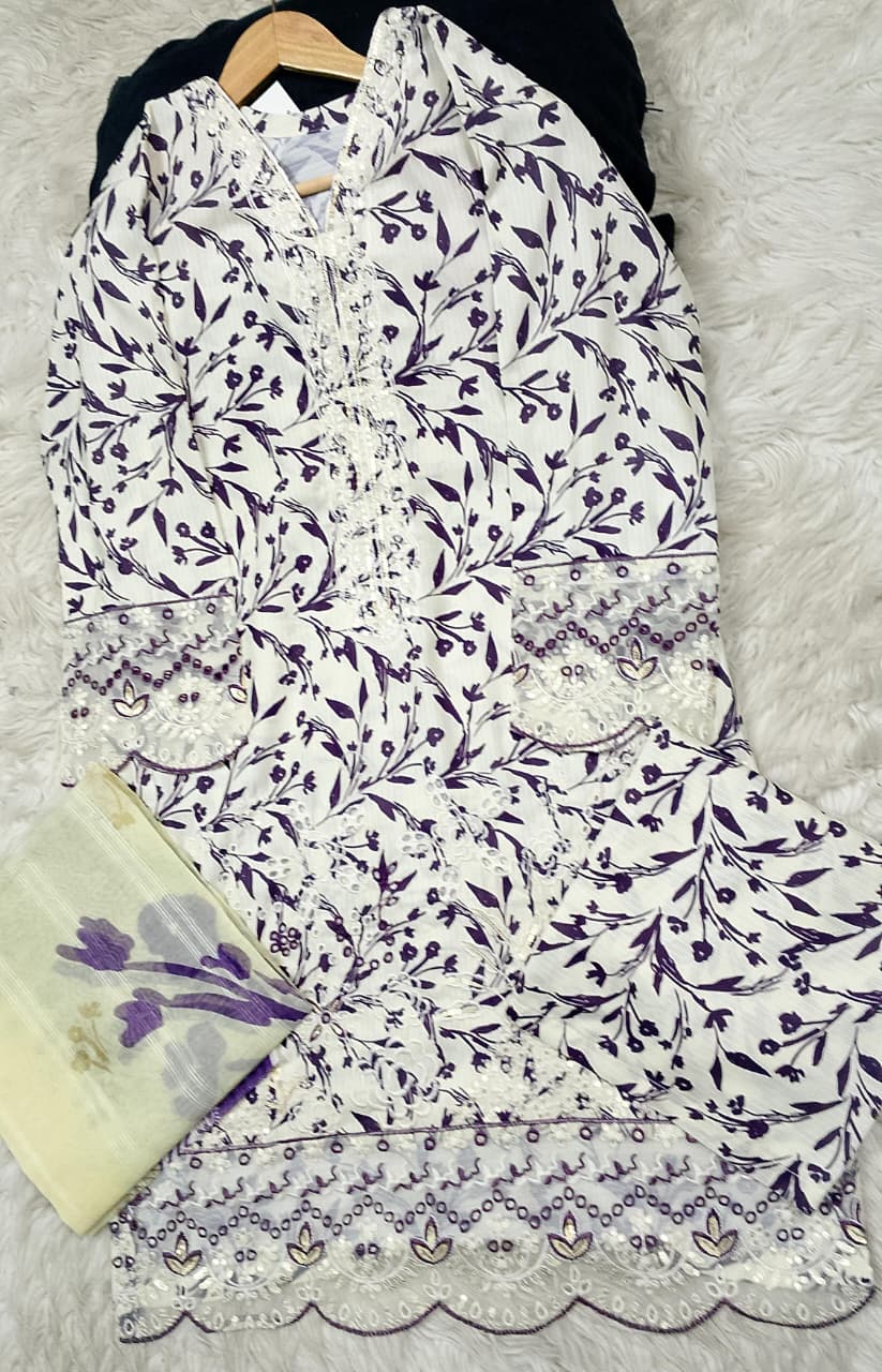 3 PIECE - EMBROIDERED LAWN SUIT
