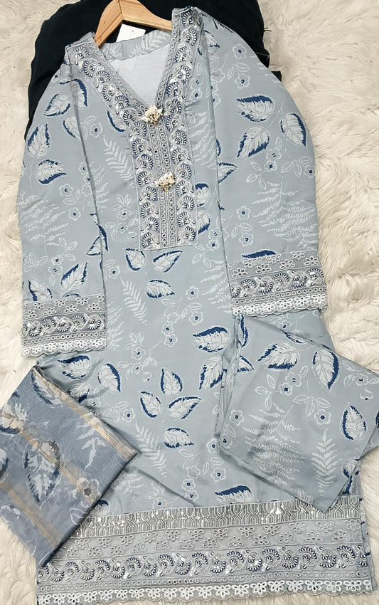 3 PIECE - EMBROIDERED LAWN SUIT
