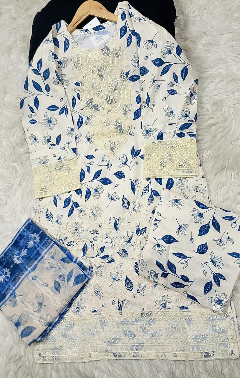 3 PIECE - EMBROIDERED LAWN SUIT