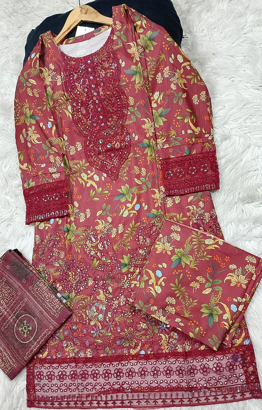 3 PIECE - EMBROIDERED LAWN SUIT