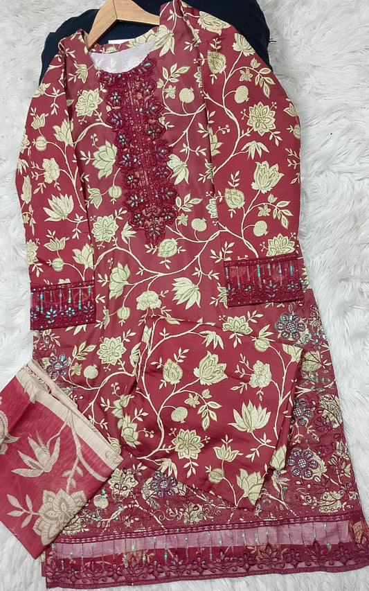 3 PIECE - EMBROIDERED LAWN SUIT