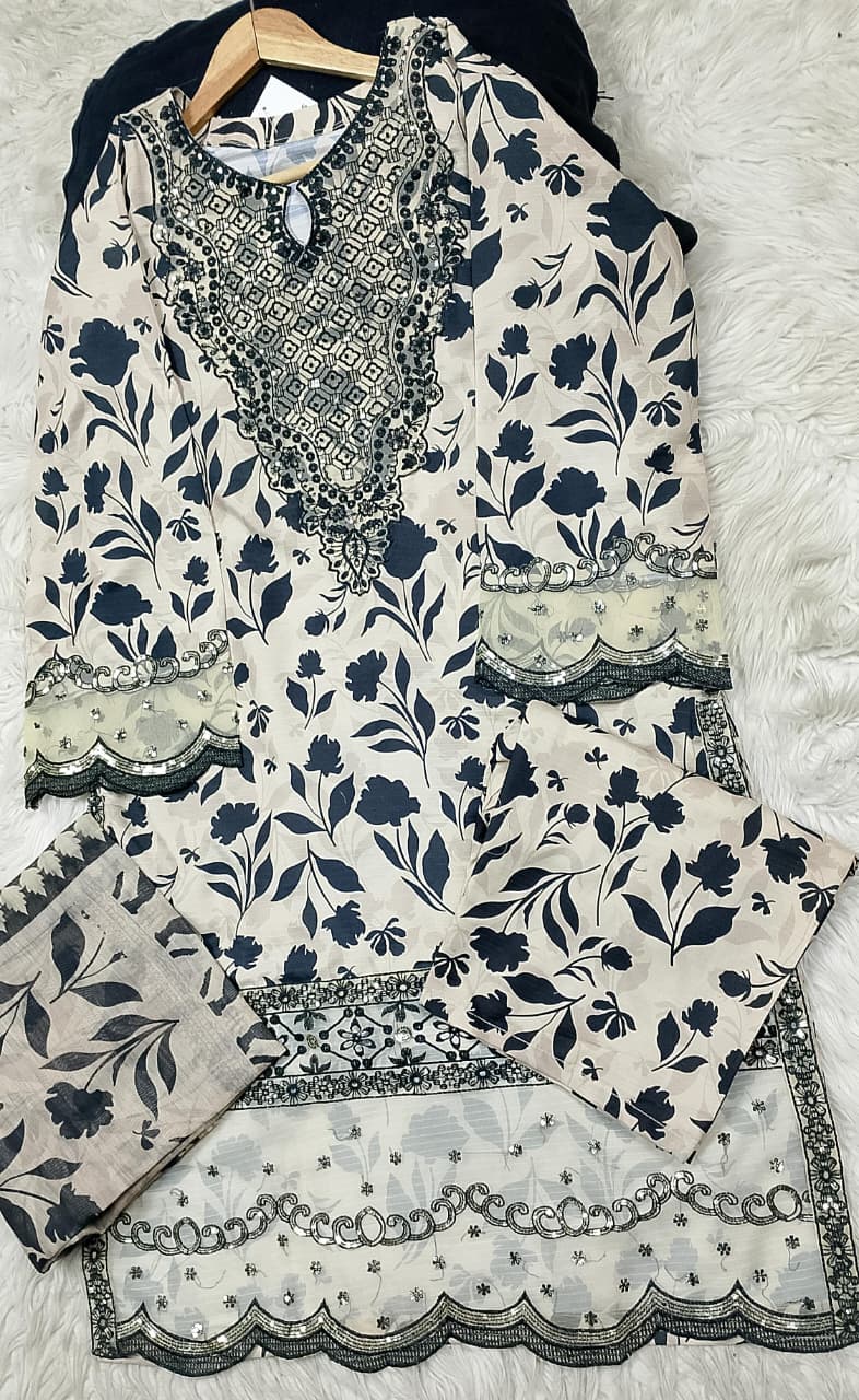 3 PIECE - EMBROIDERED LAWN SUIT