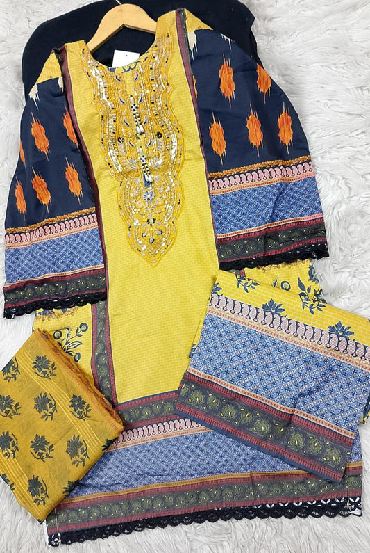 3 PIECE - EMBROIDERED LAWN SUIT