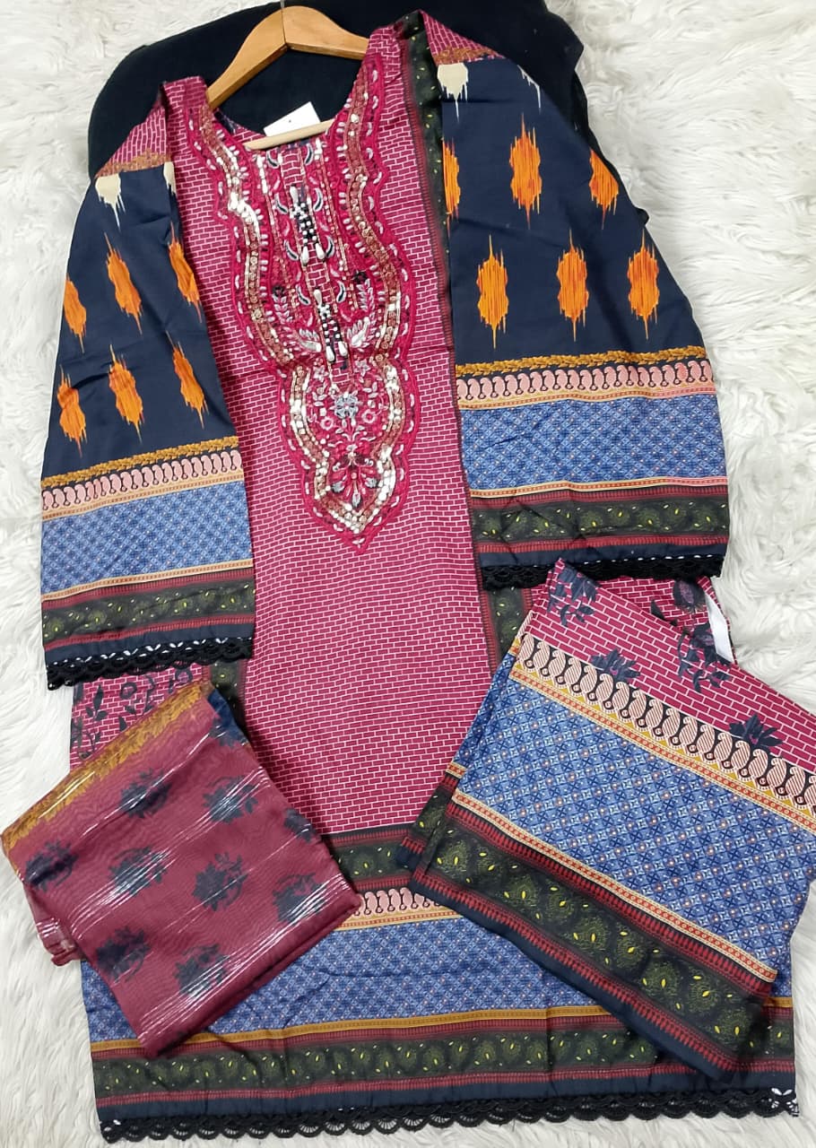 3 PIECE - EMBROIDERED LAWN SUIT