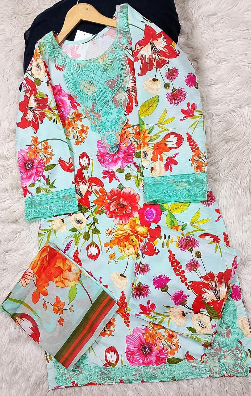 3 PIECE - EMBROIDERED LAWN SUIT