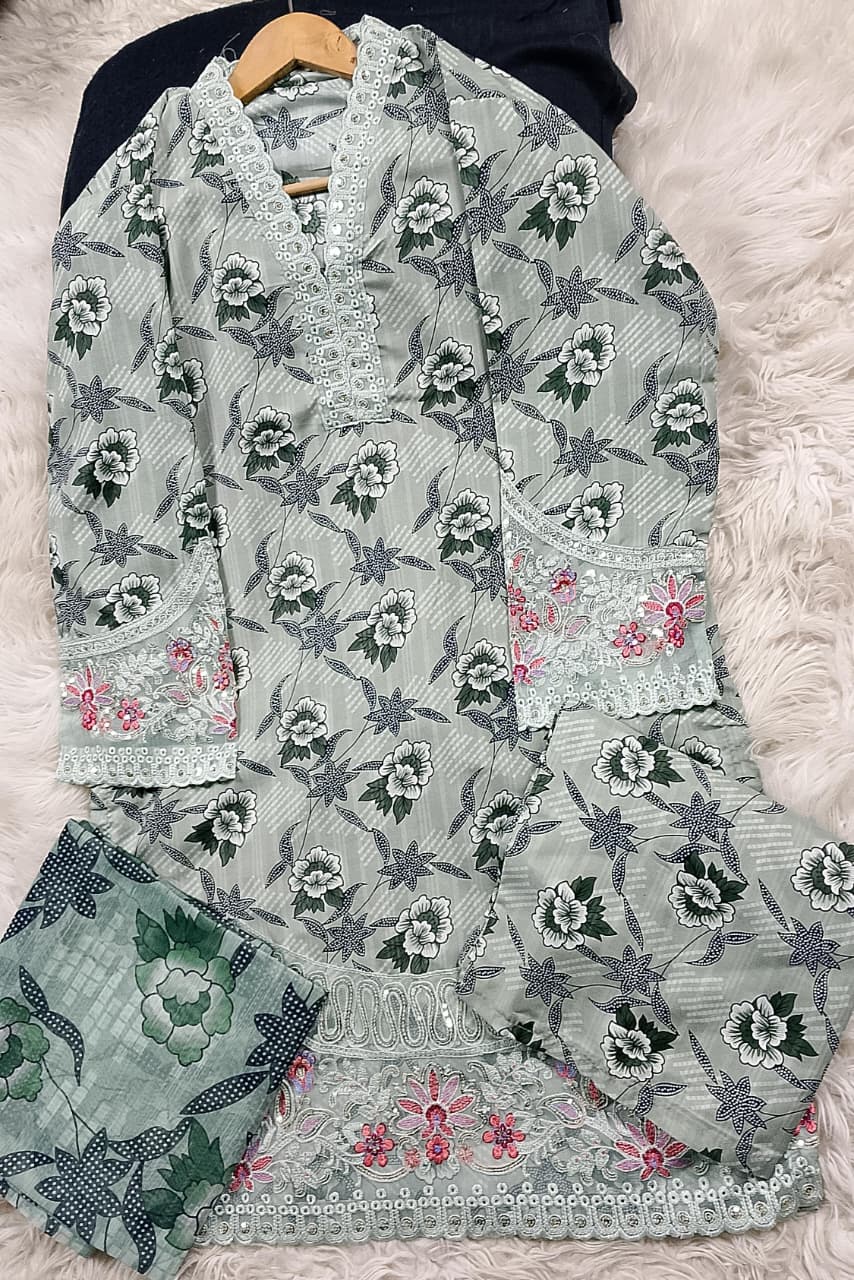 3 PIECE - EMBROIDERED LAWN SUIT