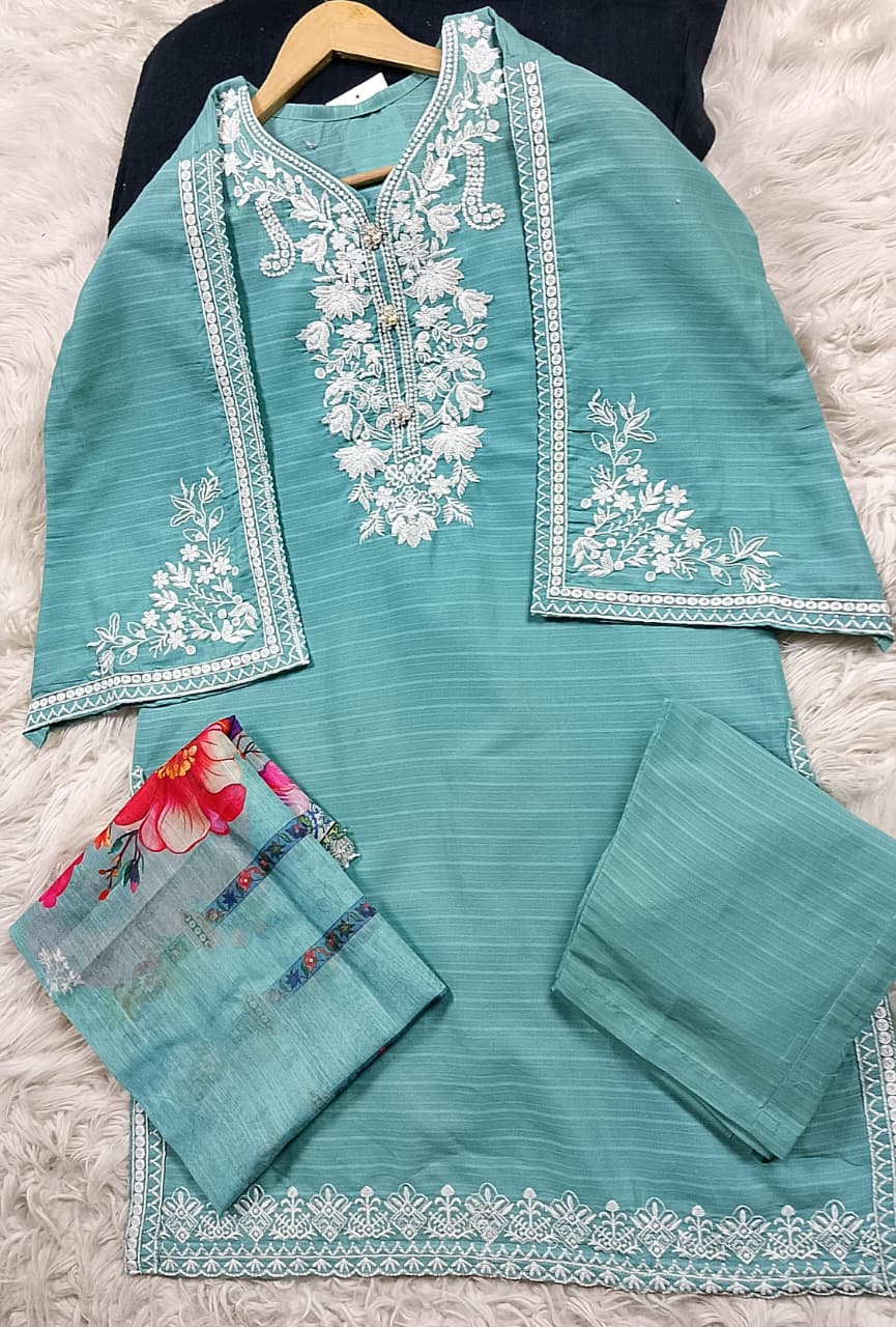 3 PIECE - EMBROIDERED LAWN SUIT