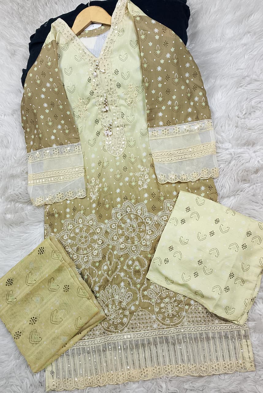 3 PIECE - EMBROIDERED LAWN SUIT