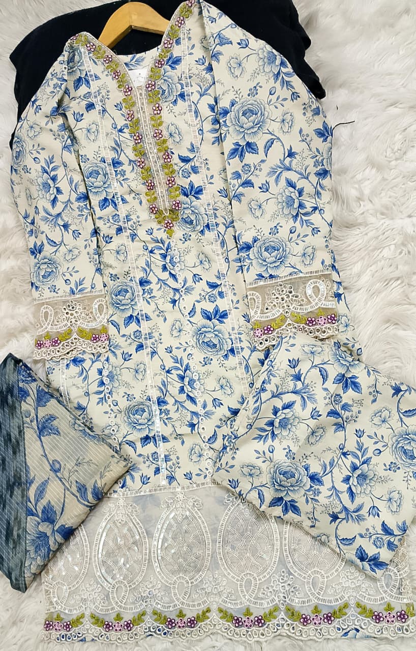 3 PIECE - EMBROIDERED LAWN SUIT