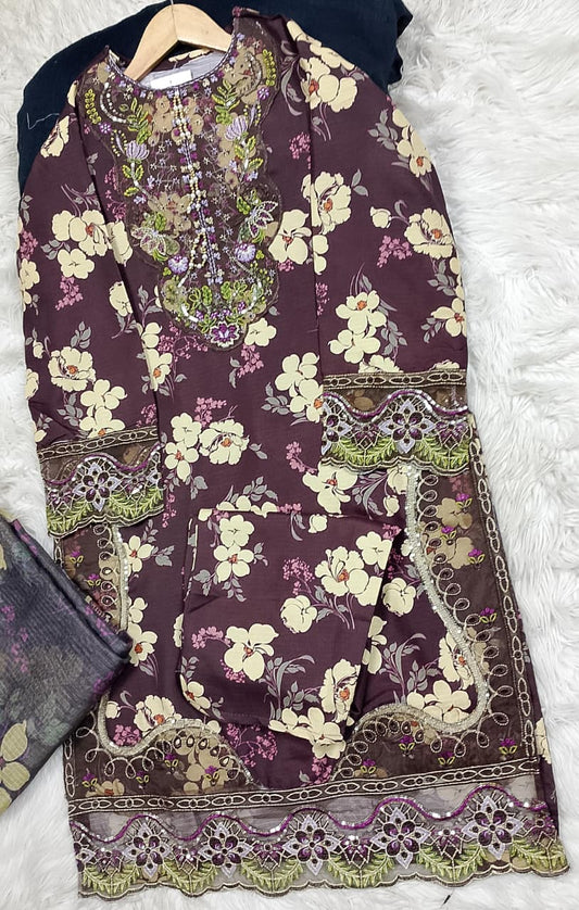 3 PIECE - EMBROIDERED LAWN SUIT